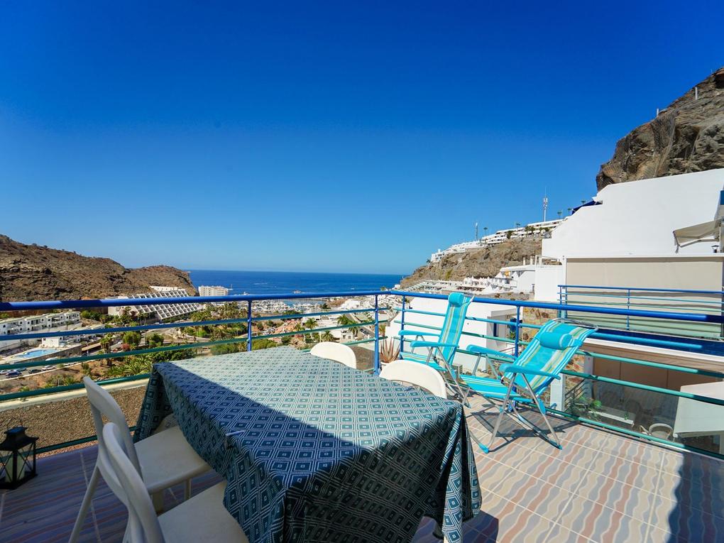 Terraza : Apartamento  en venta en Mirador del Puerto,  Puerto Rico, Barranco Agua La Perra, Gran Canaria con vistas al mar : Ref 05793-CA